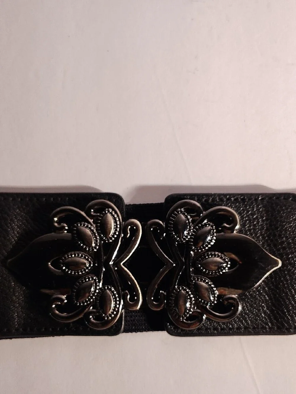 Elastic Women's Size M/L Black Floral Medallion Streachy Waist Belt WM